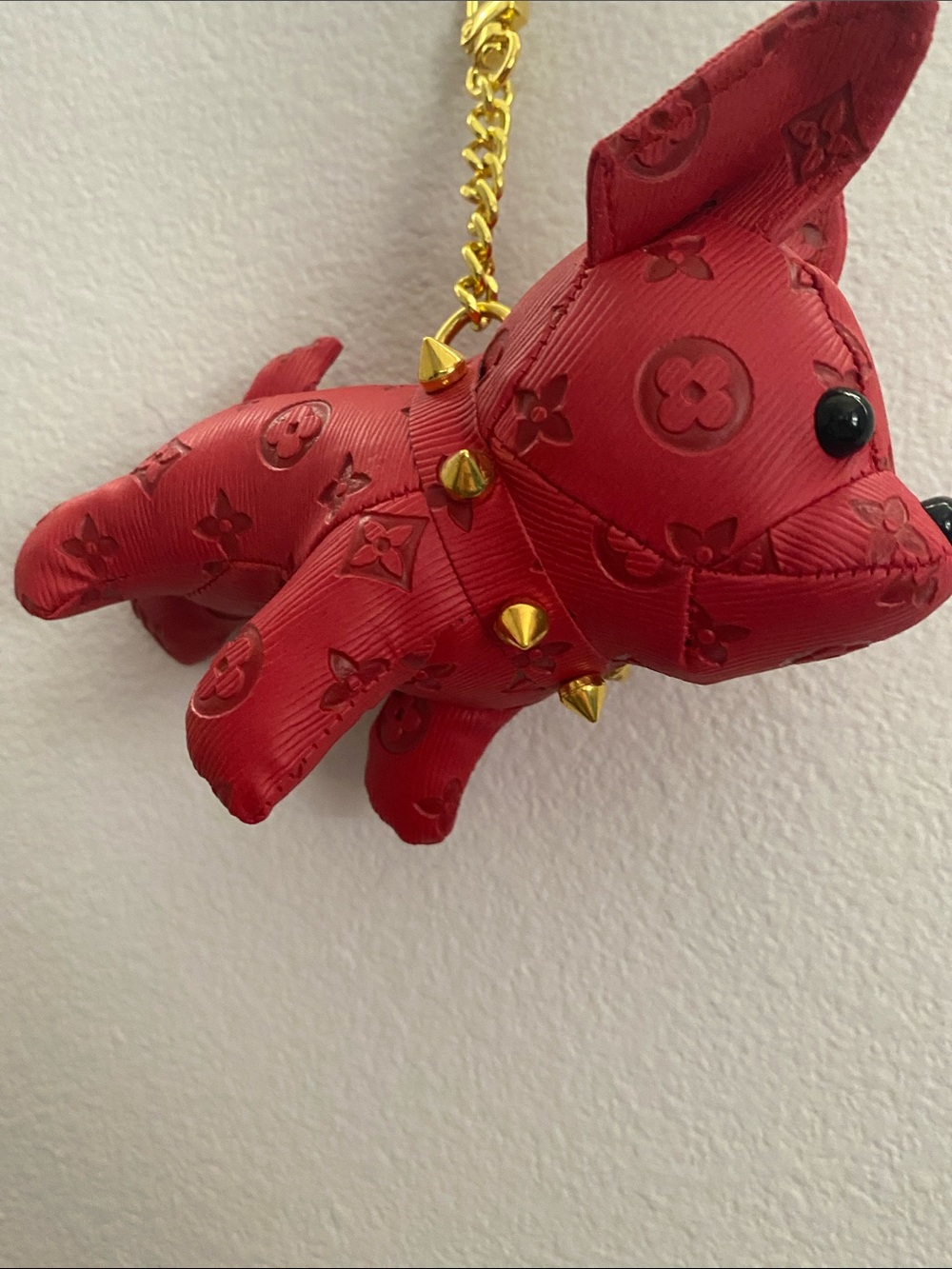 Designer-Inspired Red Dog Keychain Charm - Picture 2 of 3